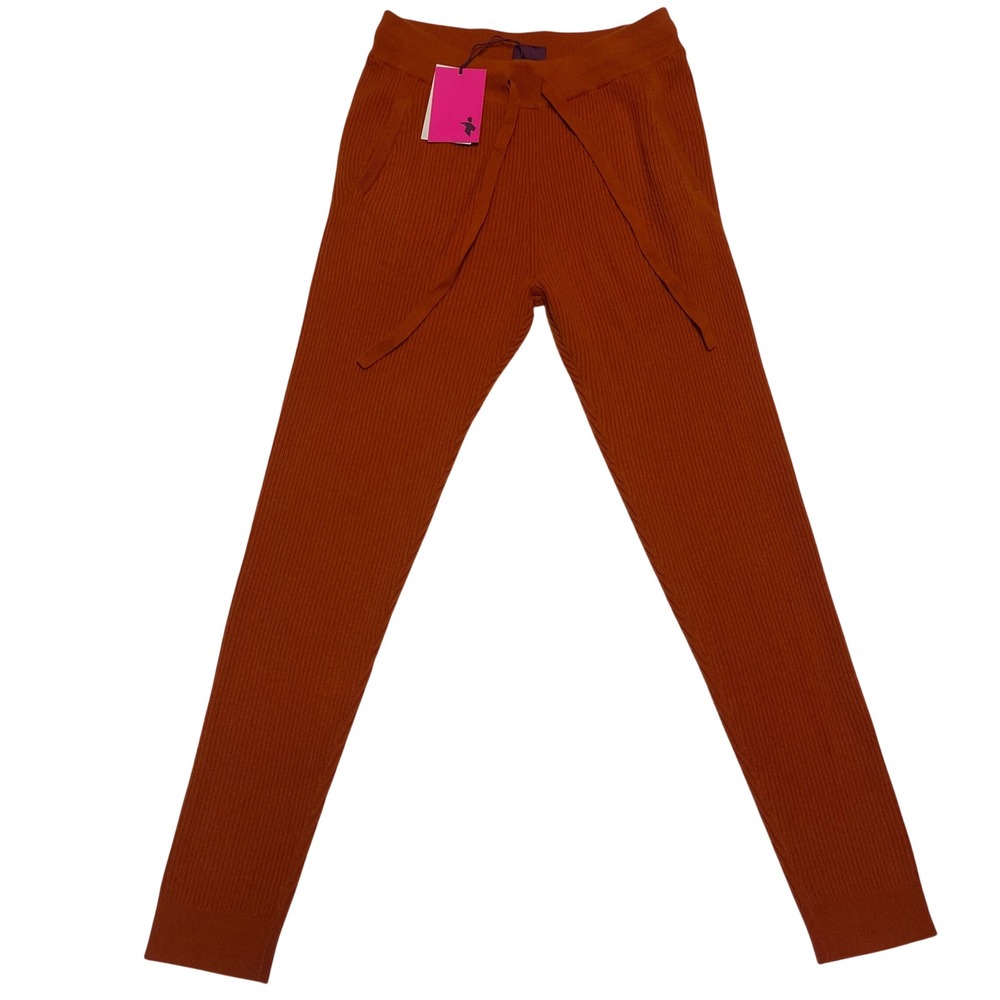NEW! State Cashmere Burnt Orange 100% Premium‎ Cashmere Knit Joggers Large NWT